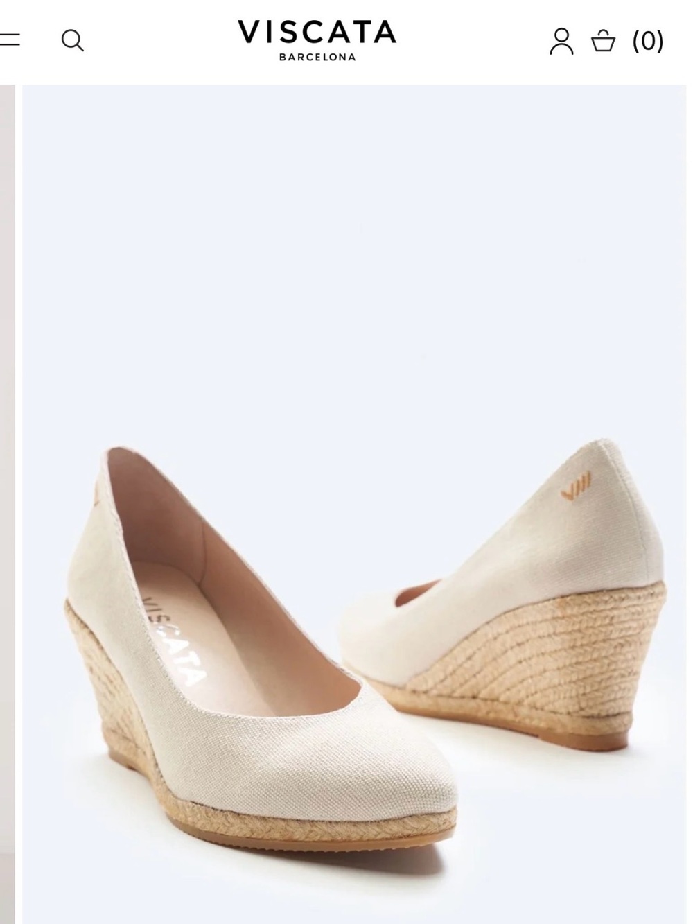 Viscata Cream Espadrille Wedge Pumps Roses Canvas V Cut